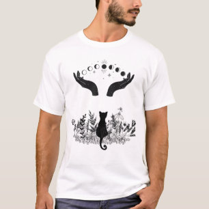 Camiseta Gato de Vintage Celestial Moon Phases