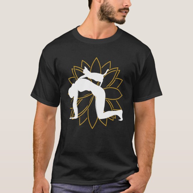 Camiseta Gato de Yoga Com Flor de Lótus (Frente)