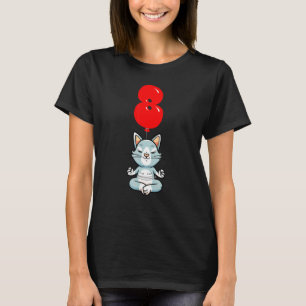 Camiseta Gato de Yoga Fofo 8º Aniversário Festa de Balões