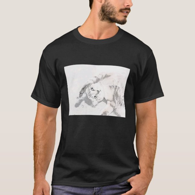 Camiseta Gato Deitado De Costas Com Patas Para Cima (Frente)