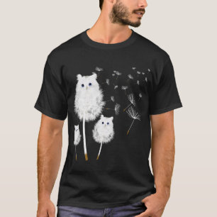 Camiseta Gato Dente-de-leão incrível Flor Gato amante desig