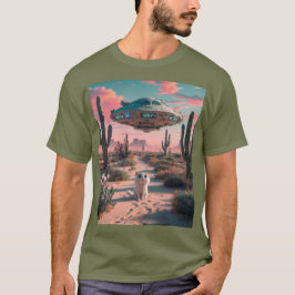 Camiseta Gato Desert UFO Fatiga T-Shirt Verde