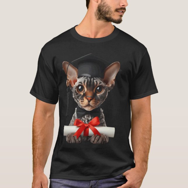 Camiseta Gato Devon Rex Cerimônia de Formatura Capela Gradu (Frente)