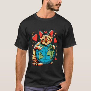 Camiseta Gato Devon Rex Dia da Terra Abraço Amor Dono Plane