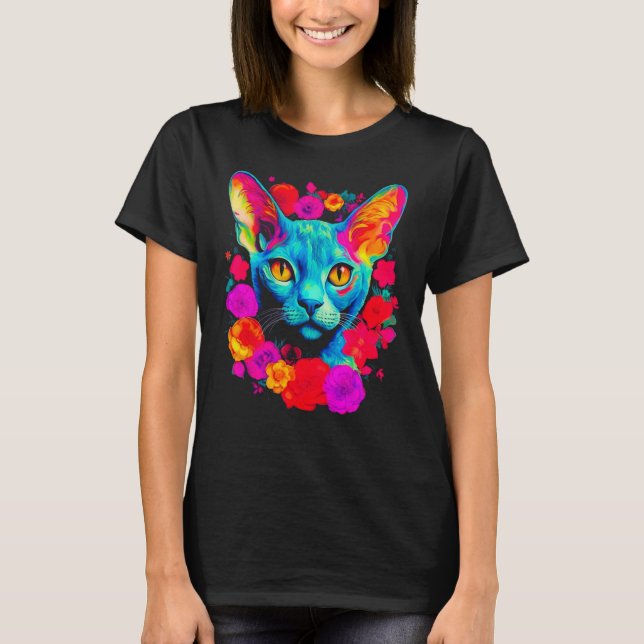 Camiseta Gato Devon Rex Flor (Frente)