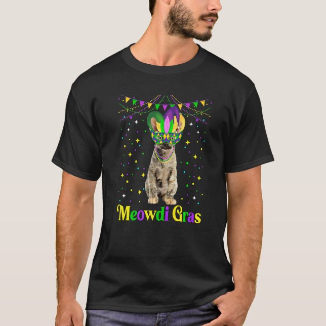 Camiseta Gato Devon Rex Fofo Meowdi Gras Bufa Animais (Frente)