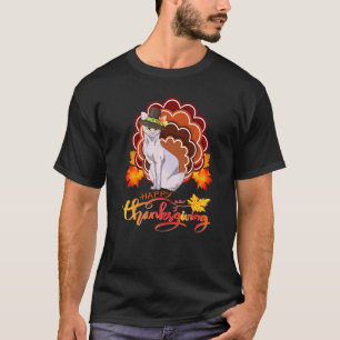 Camiseta Gato Devon Rex Peru Feliz Dia de Ação de Graças