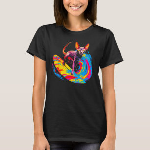Camiseta Gato Devon Rex Surfando