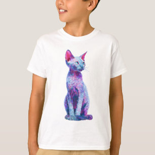 Camiseta Gato Devon Rex Vibrante e Estilizado com Pelagem O