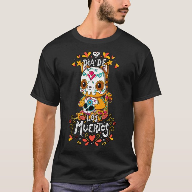 Camiseta Gato Dia De Los Muertos (Frente)
