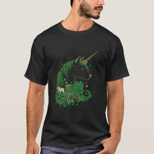 Camiseta Gato Dia de São Patrício Unicórnio Arco-íris Gráfi