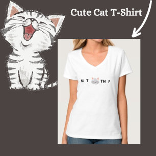 Camiseta Gato Dias da Semana KAWAII