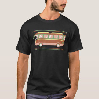 Camiseta Gato Dirigindo Um Barramento - Estilo Retroativo