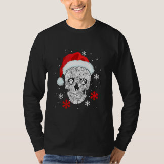 Camiseta Gato Divertido Crânio Papai Noel Natal Pijama Nata