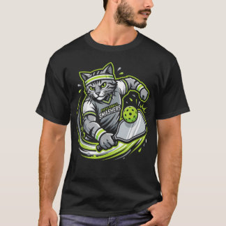 Camiseta Gato Divertido de Pickleball Jogador Paddle Esport