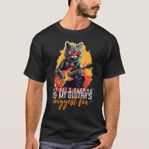 Camiseta Gato Divertido Jam adora ronronar e Co de Guitarra