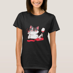 Camiseta Gato Divertido Vinho Amante de Vinho de Gato