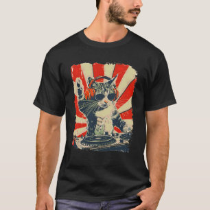 Camiseta Gato DJ Engraçado com Fones de Ouvido Arte Amante 