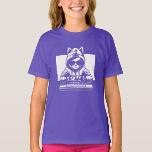 Camiseta Gato DJ legal   DJ Cat com óculos escuros incrívei