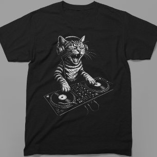 Camiseta Gato DJ Retrô Arranhando Vinil