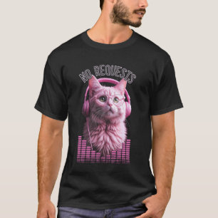 Camiseta Gato DJ Sem Pedidos Kitty Fones de Ouvido Equaliza