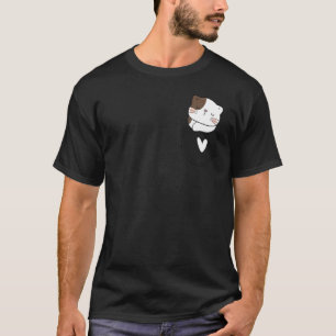 Camiseta Gato do Amor no Bolso para Mulheres Homens Criança