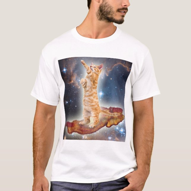 Camiseta Gato do bacon no espaço (Frente)
