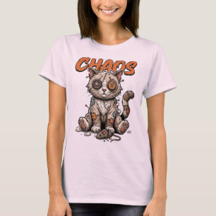 Camiseta Gato do Caos – Boneco de Gato Costurado Assustador