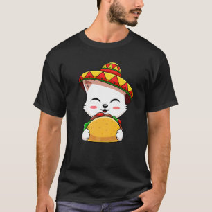 Camiseta Gato do Cinco De Mayo com Chapéu Sombrero Taco