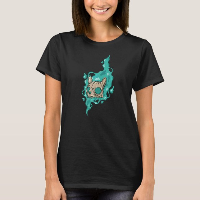Camiseta Gato do Crânio Assustador (Frente)