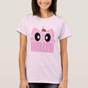 Camiseta gato do cupcake do kawaii