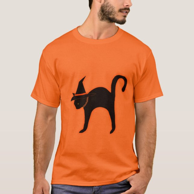 Camiseta Gato do Dia das Bruxas (Frente)