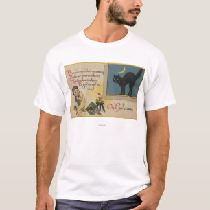 Camiseta Gato do Dia das Bruxas GreetingBlack