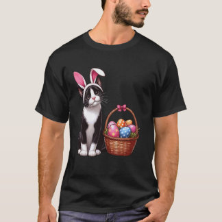 Camiseta Gato do Dia de Páscoa Engraçado Orelhas de Coelho