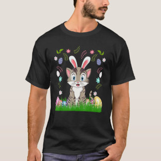 Camiseta Gato do Dia de Páscoa Gráfico Cesto de Ovo Fofo Ga