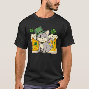 Camiseta Gato do Dia de São Patrício com Óculos de Sol Kitt