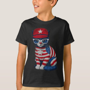 Camiseta Gato do Dia Memorial, Feliz 4 De Julho Patriótico 