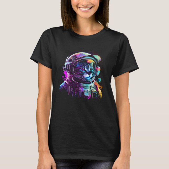 Camiseta Gato do Espaço Sideral Kitty Astronauta Face de An (Frente)