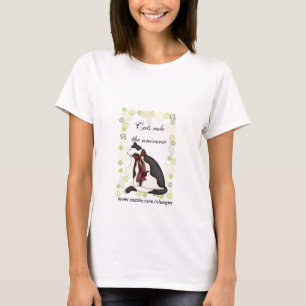 Camiseta Gato do gatinho com o presente das flores para a