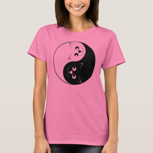 Camiseta Gato do gatinho de Yin Yang (Frente)