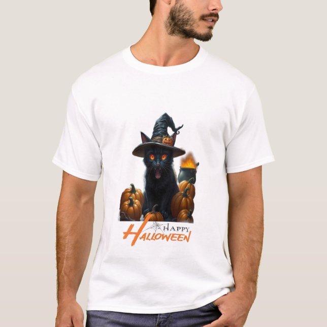 Camiseta Gato do Halloween  (Frente)