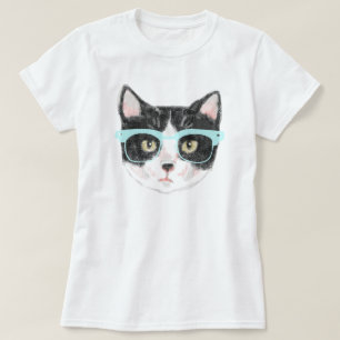Camiseta Gato do hipster (preto e branco)