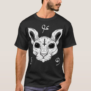 Camiseta Gato Do Inferno Baphomet Satanás Demônico Sphynx C