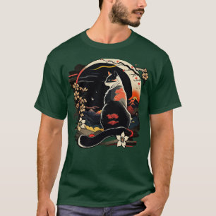 Camiseta Gato do Japão Estilo Engraçado Presente de Gato Re