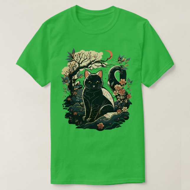 Camiseta Gato do Japão Estilo Engraçado Presente de Gato Re (Frente do Design)