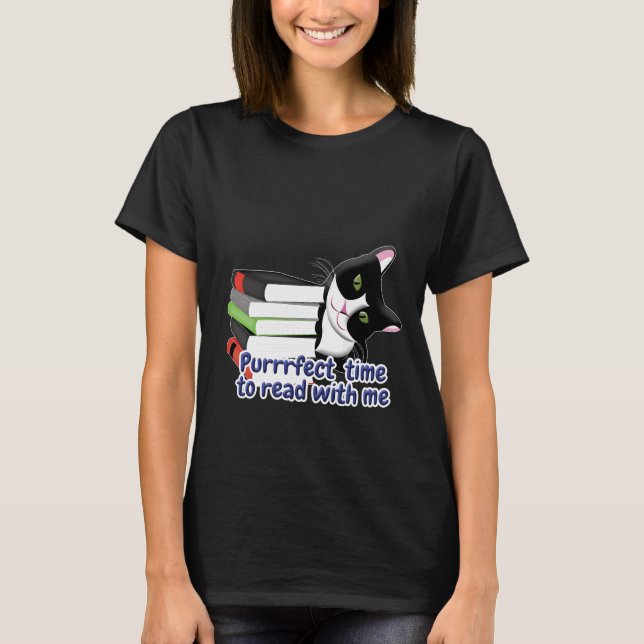 Camiseta Gato do Leitor de Livros (Frente)