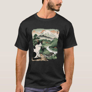Camiseta Gato Do Monte Fuji, O Tipo Da Art Kitten Japonês