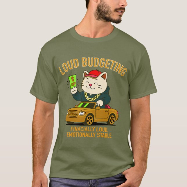 Camiseta Gato do Orçamento Alto — Financeiramente Alto, Emo (Frente)