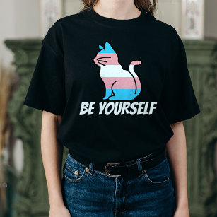 Camiseta Gato do Orgulho Transgênero - Seja Você Mesmo