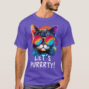Camiseta Gato do Partido em Óculos de Sol Homens Mulheres 9